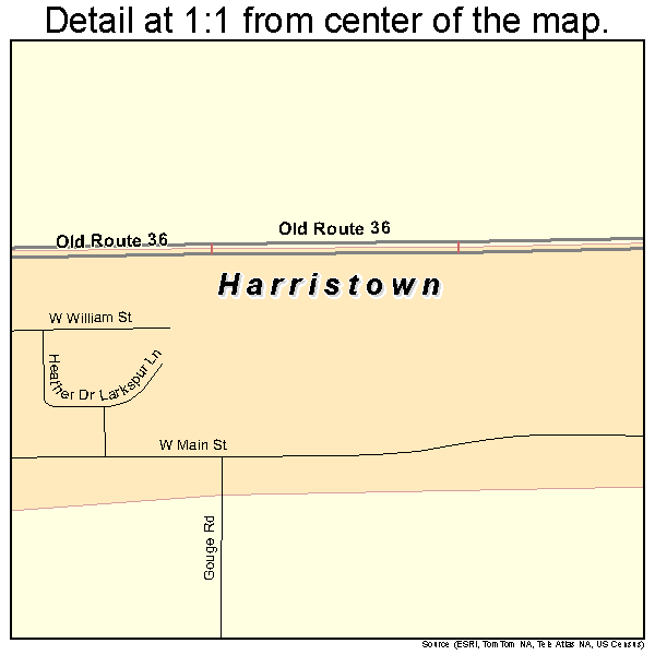Harristown, Illinois road map detail