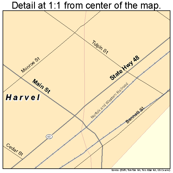 Harvel, Illinois road map detail