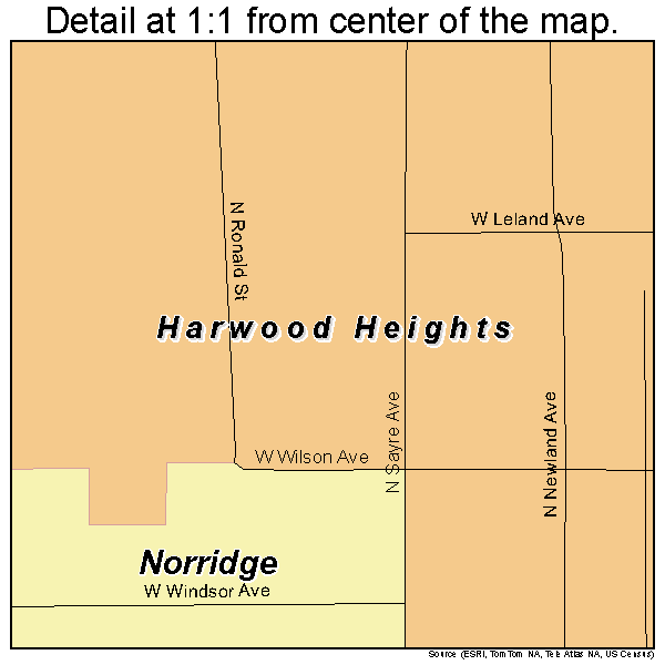 Harwood Heights, Illinois road map detail