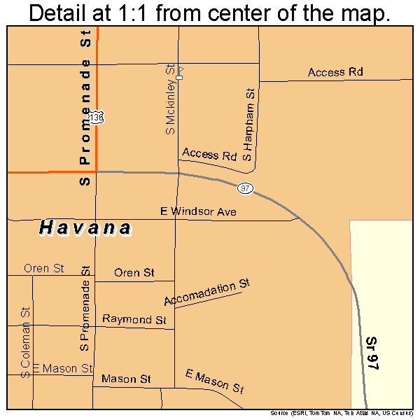 Havana, Illinois road map detail