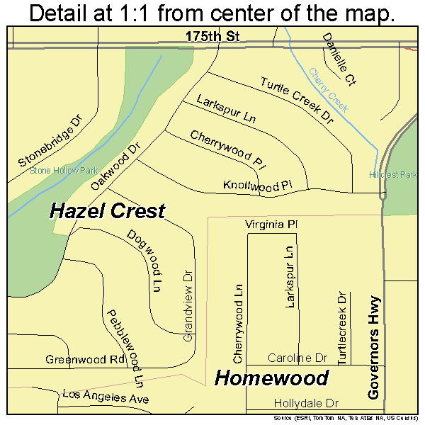 Hazel Crest, Illinois road map detail