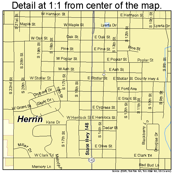 Herrin, Illinois road map detail
