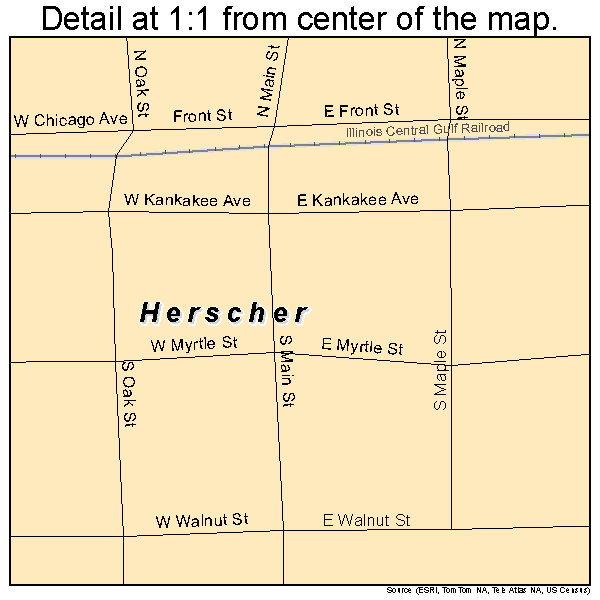 Herscher, Illinois road map detail