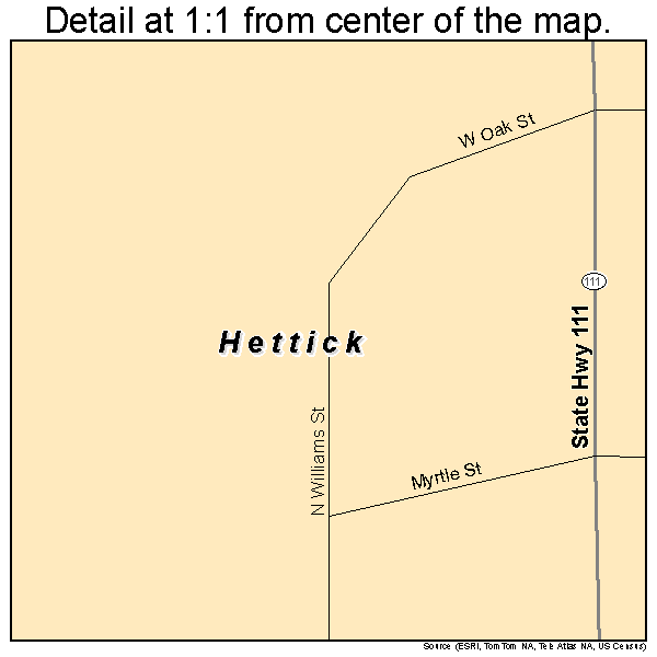 Hettick, Illinois road map detail