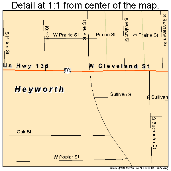 Heyworth, Illinois road map detail