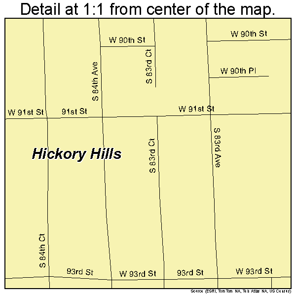 Hickory Hills, Illinois road map detail