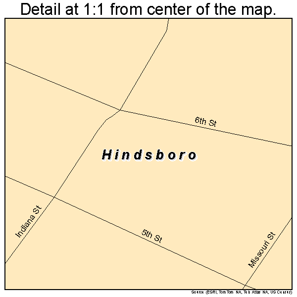 Hindsboro, Illinois road map detail
