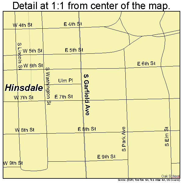 Hinsdale, Illinois road map detail