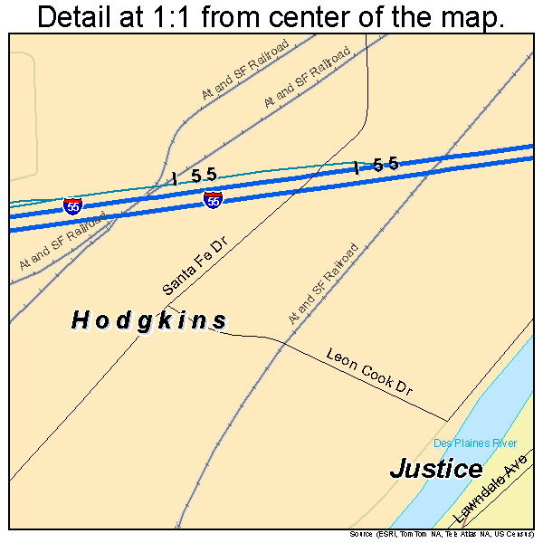 Hodgkins, Illinois road map detail