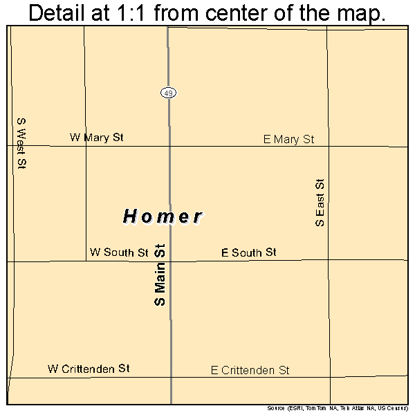 Homer, Illinois road map detail