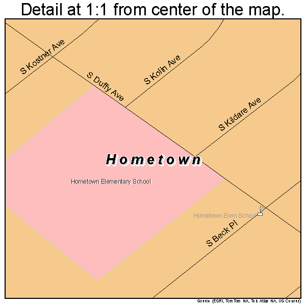 Hometown, Illinois road map detail