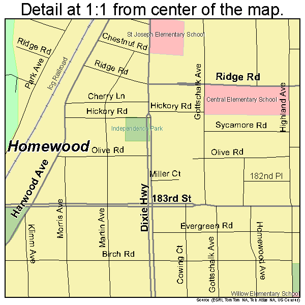 Homewood, Illinois road map detail