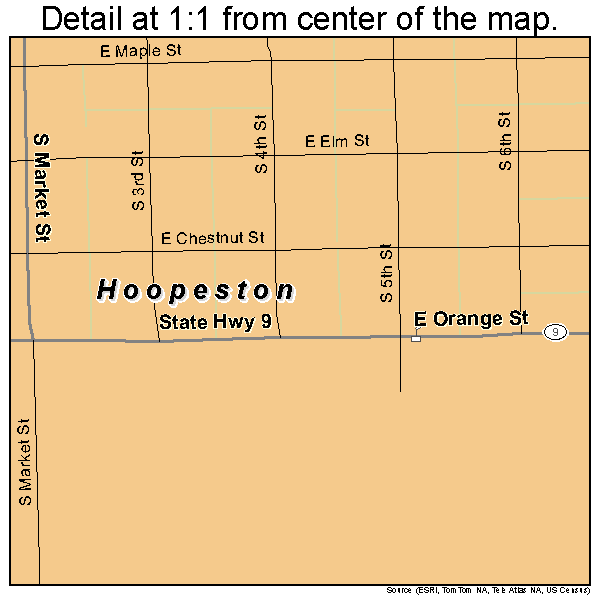 Hoopeston, Illinois road map detail