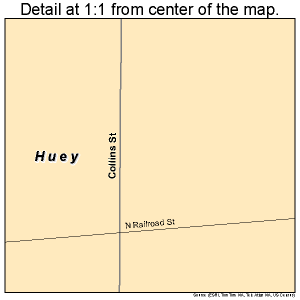 Huey, Illinois road map detail