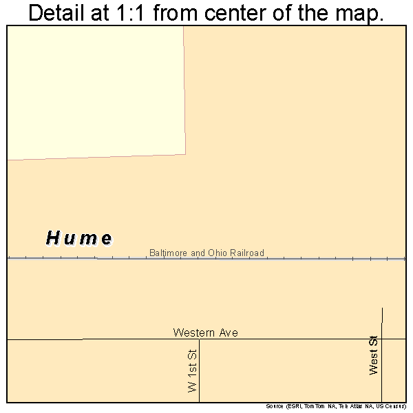 Hume, Illinois road map detail