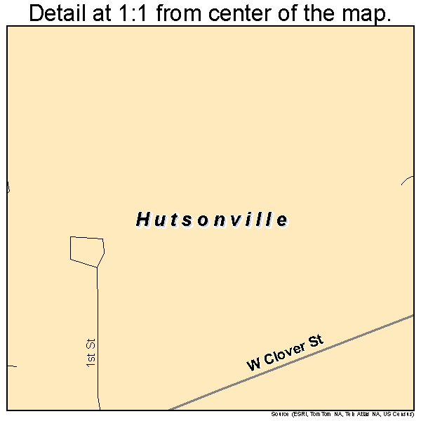 Hutsonville, Illinois road map detail