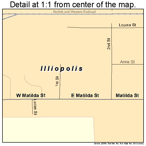 Illiopolis, Illinois road map detail