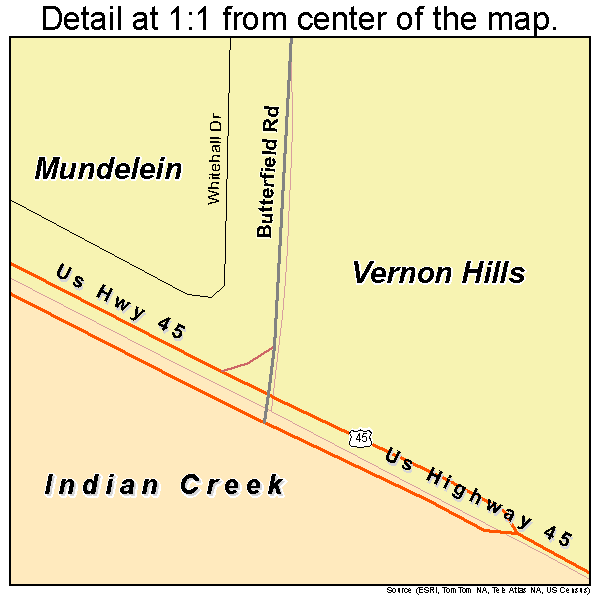 Indian Creek, Illinois road map detail