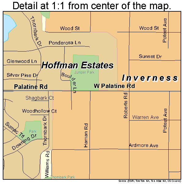 Inverness, Illinois road map detail