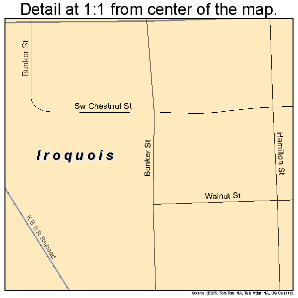 Iroquois, Illinois road map detail