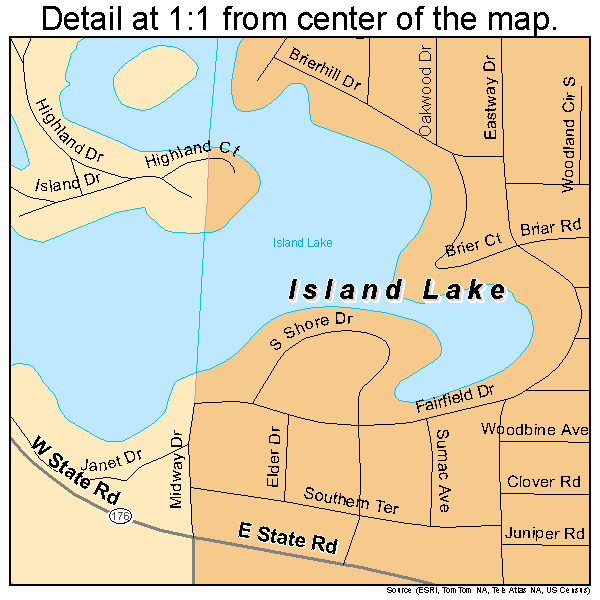 Island Lake, Illinois road map detail