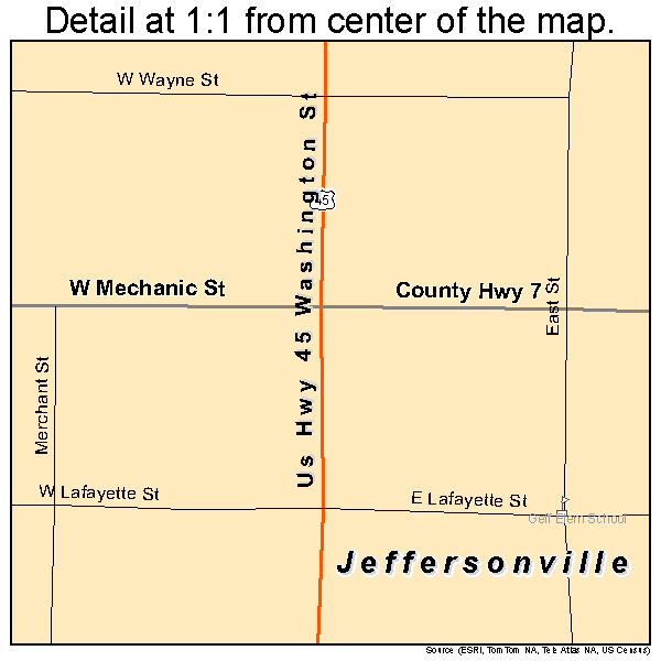 Jeffersonville, Illinois road map detail
