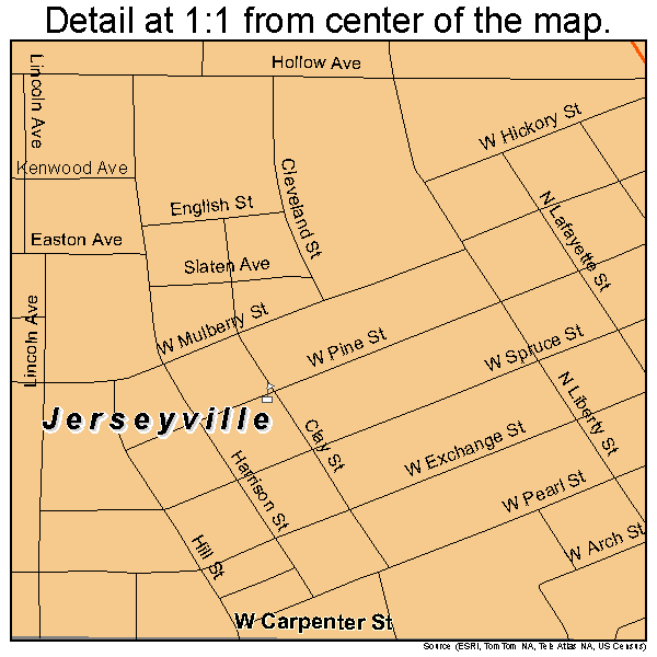 Jerseyville, Illinois road map detail