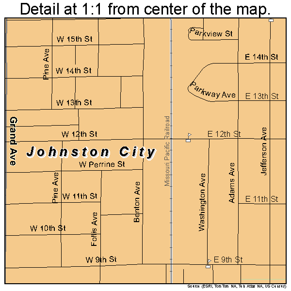 Johnston City, Illinois road map detail