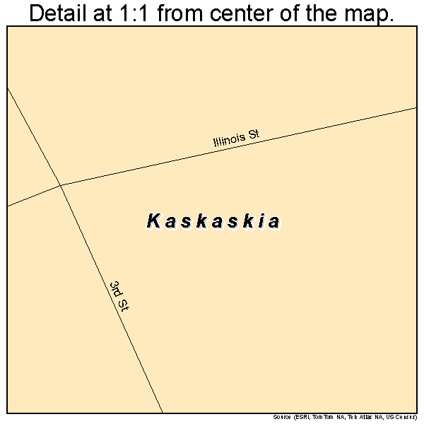 Kaskaskia, Illinois road map detail