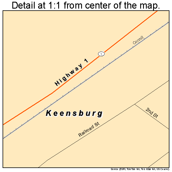 Keensburg, Illinois road map detail
