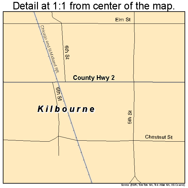 Kilbourne, Illinois road map detail