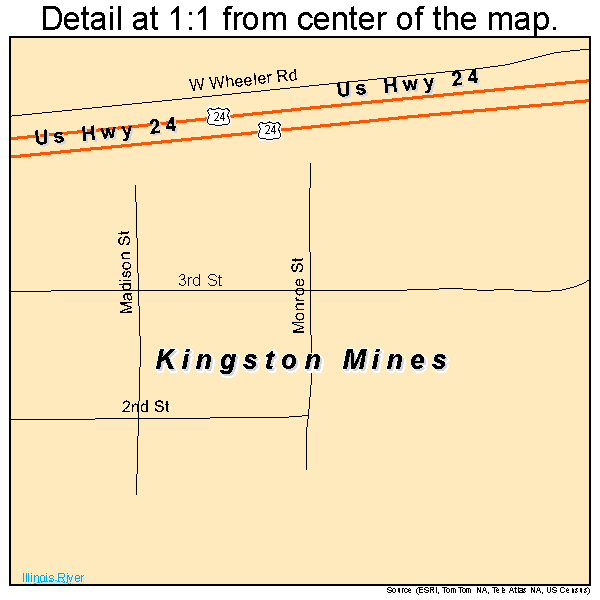Kingston Mines, Illinois road map detail