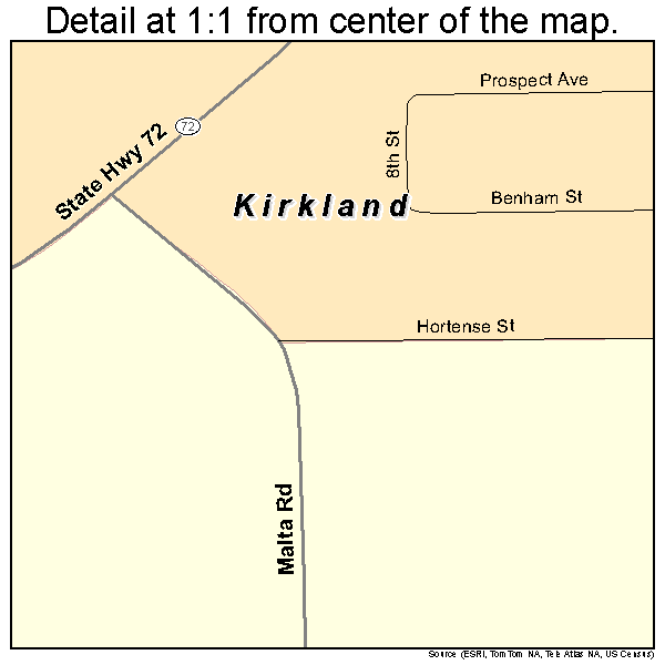 Kirkland, Illinois road map detail