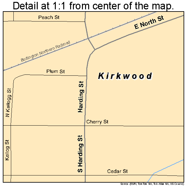 Kirkwood, Illinois road map detail