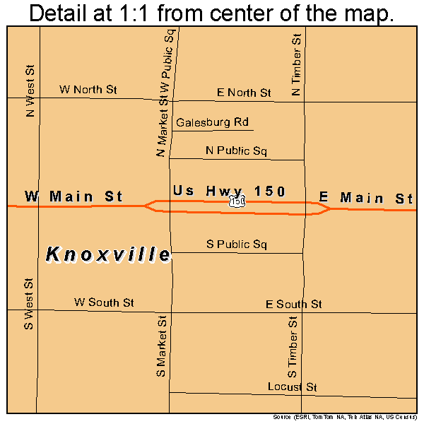 Knoxville, Illinois road map detail