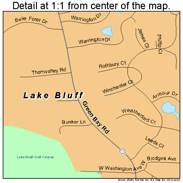Lake Bluff, Illinois road map detail