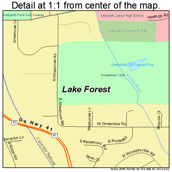 Lake Forest, Illinois road map detail