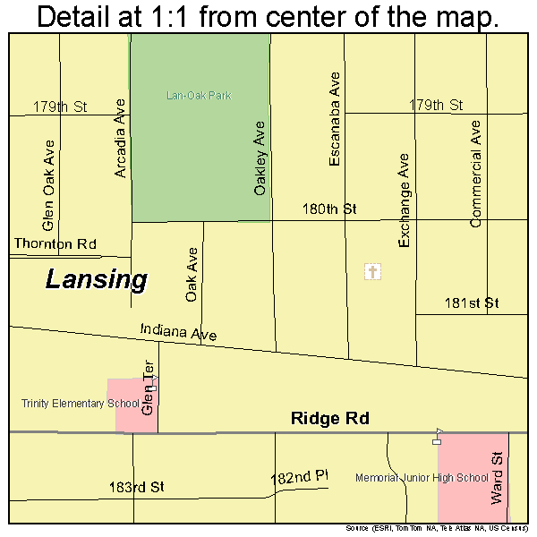 Lansing, Illinois road map detail