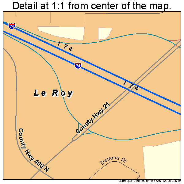 Le Roy, Illinois road map detail