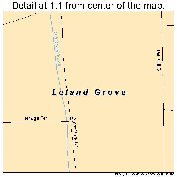 Leland Grove, Illinois road map detail