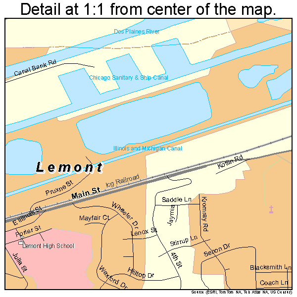 Lemont, Illinois road map detail