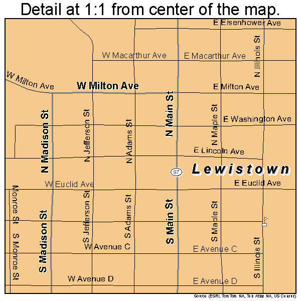 Lewistown, Illinois road map detail