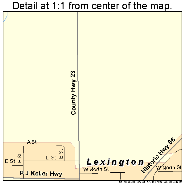 Lexington, Illinois road map detail