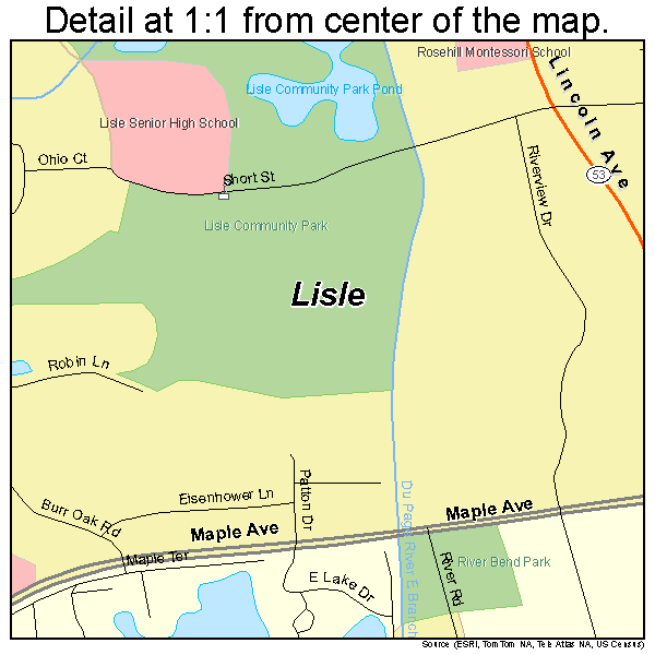 Lisle, Illinois road map detail
