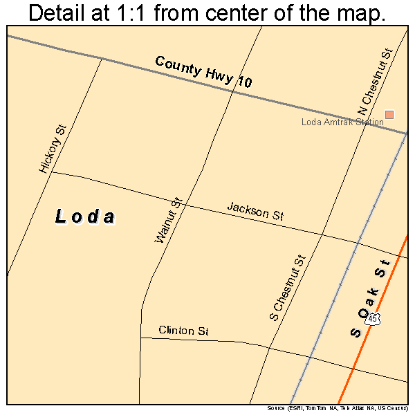 Loda, Illinois road map detail