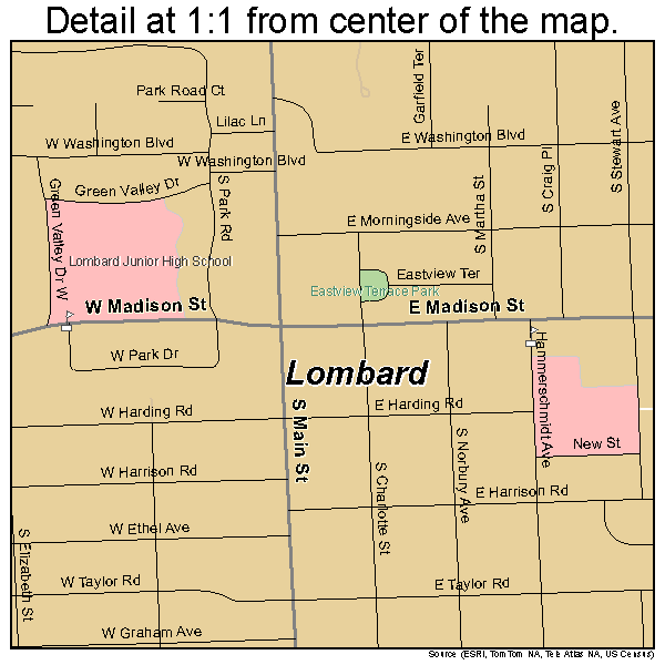 Lombard, Illinois road map detail