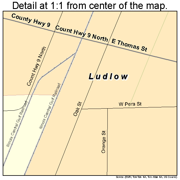 Ludlow, Illinois road map detail