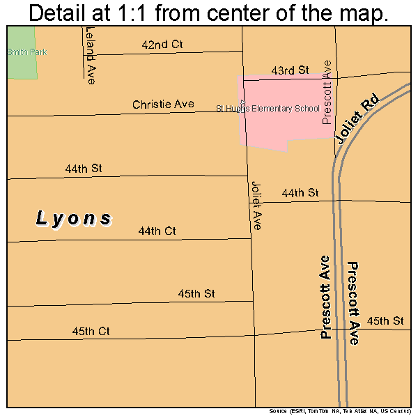 Lyons, Illinois road map detail