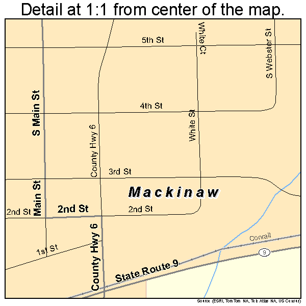 Mackinaw, Illinois road map detail