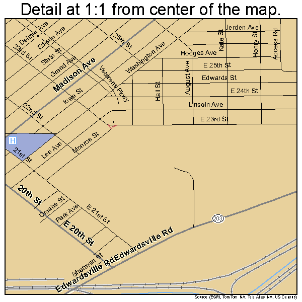 Madison, Illinois road map detail